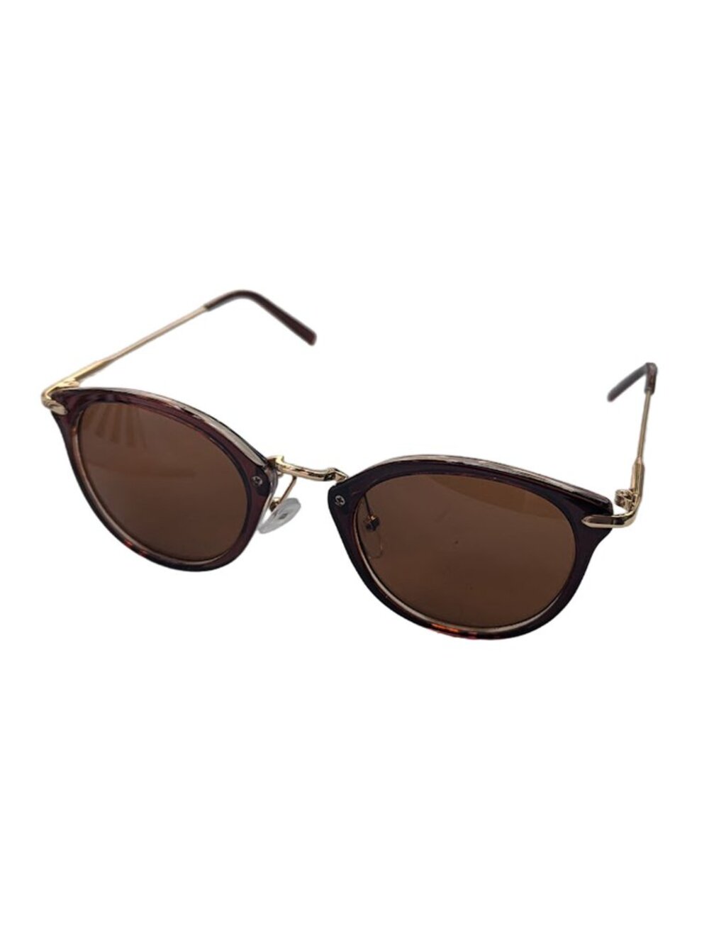 Gold and Brown Semi-Aviator Sunglasses
